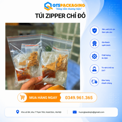 TÚI ZIPPER CHỈ ĐỎ